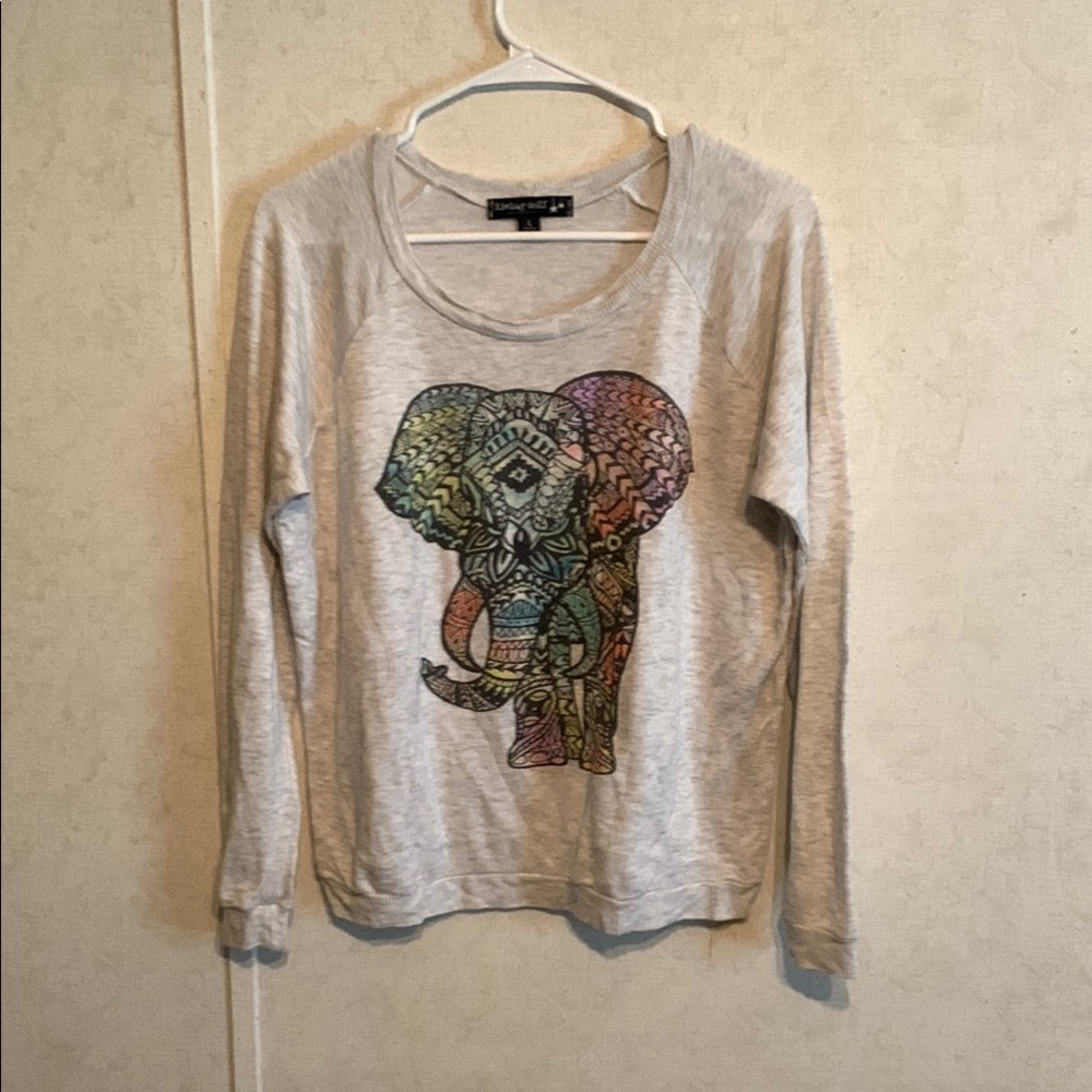living doll Gray Elephant Graphic Sweater